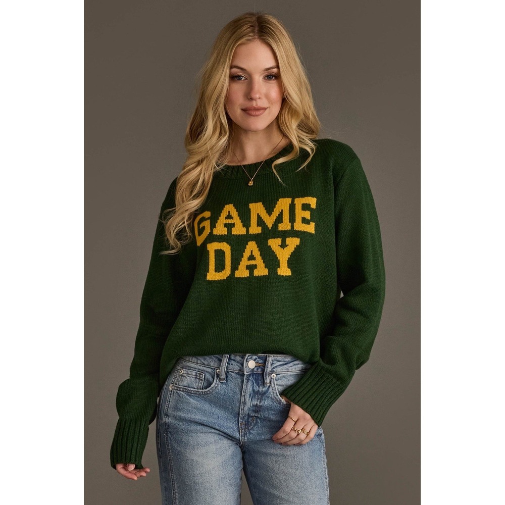 Town Pride Green & Gold Game Day Sweater Green Bay Packers Size Medium USA Made